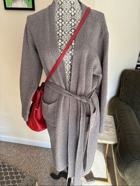 SKIMS Charcoal Knit Belt Cardigan-XXS